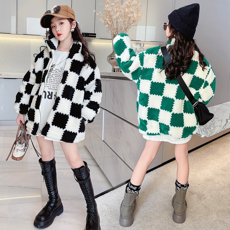 Nowe dzieci jesień zima futro dzieci dziewczyna płaszcz nastolatek grube znosić kurtki wysokiej jakości ciepła moda plus aksamitne ubrania 4-14Y