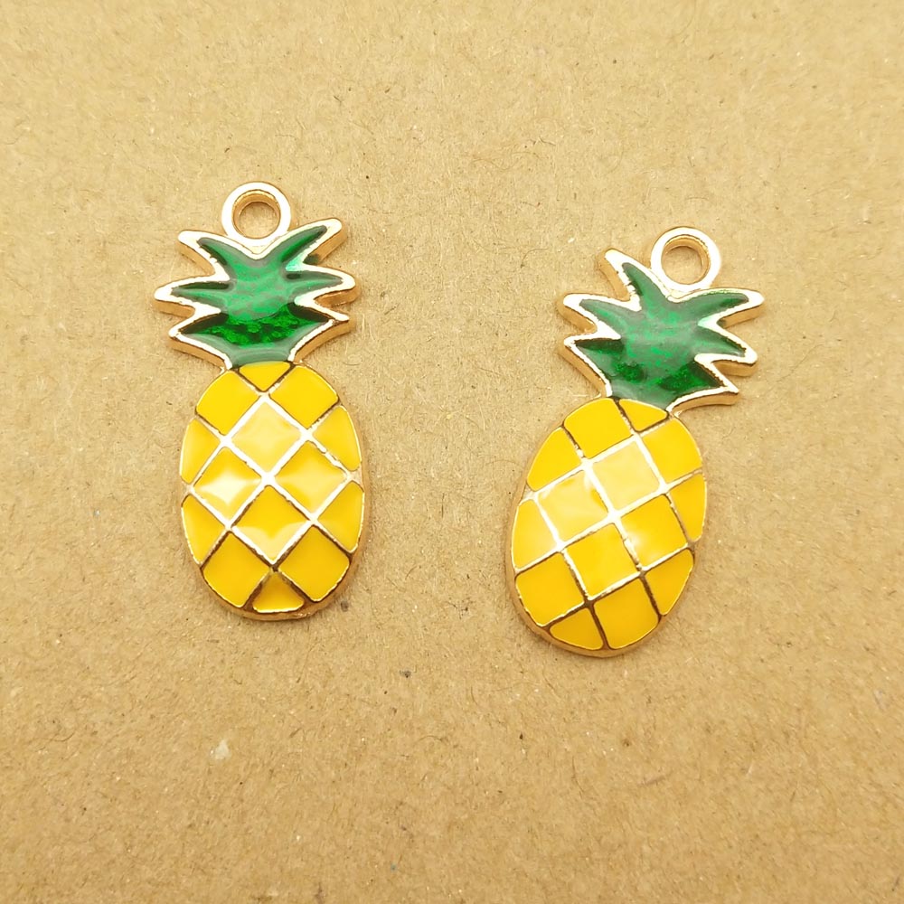 10Pcs 11X24Mm Ananas Charm Enamel Charm Voor Sieraden Maken Charm Earring Hanger Fruit Charms Mode