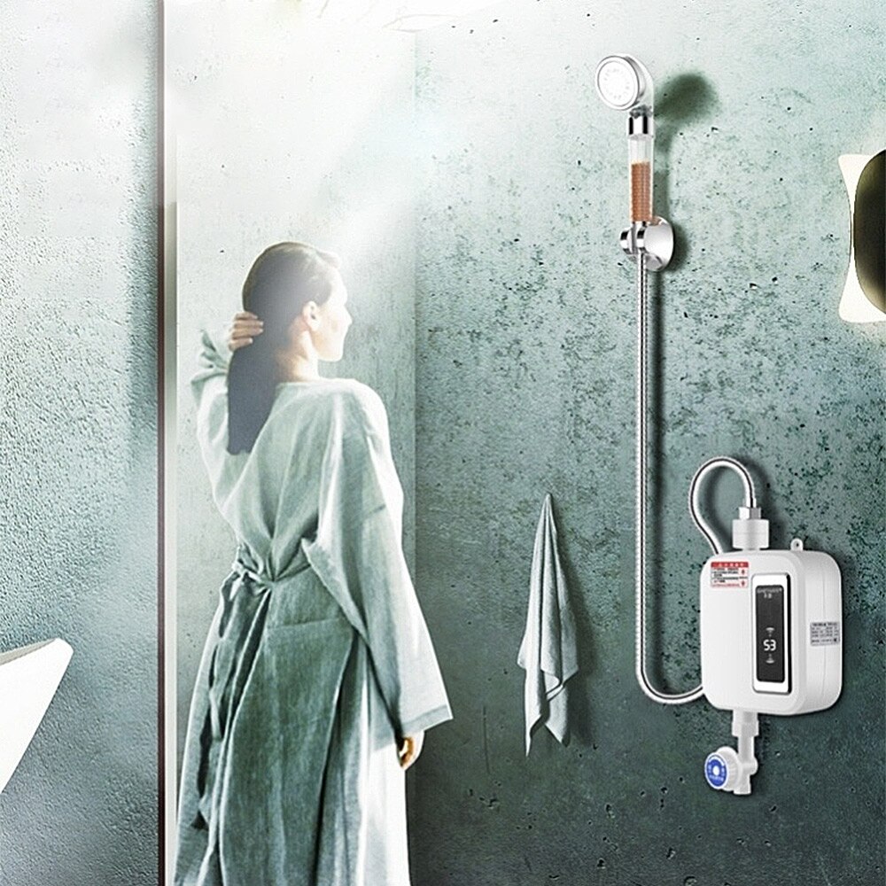 Mini máquina de aquecimento instantâneo para chuveiro, uso doméstico, aquecedor de água termostático, rápido aquecimento de água elétrico
