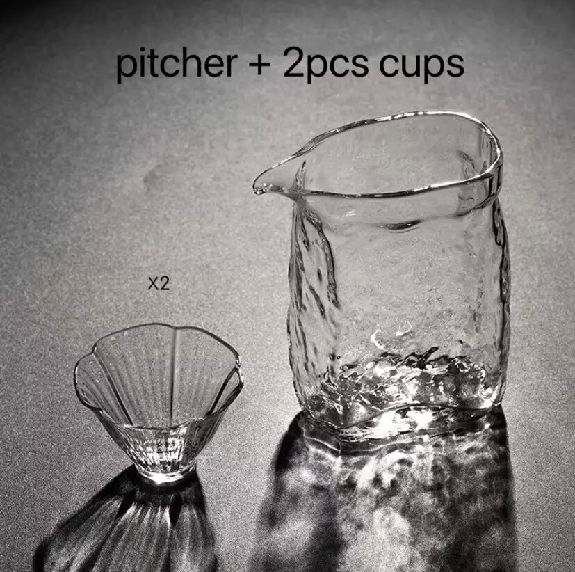 tea ceremony чай Glass tea making bowl drainage bowl tea making utensil green tea Japanese style fair cup tea set tea ware set: pitcher 2 cups