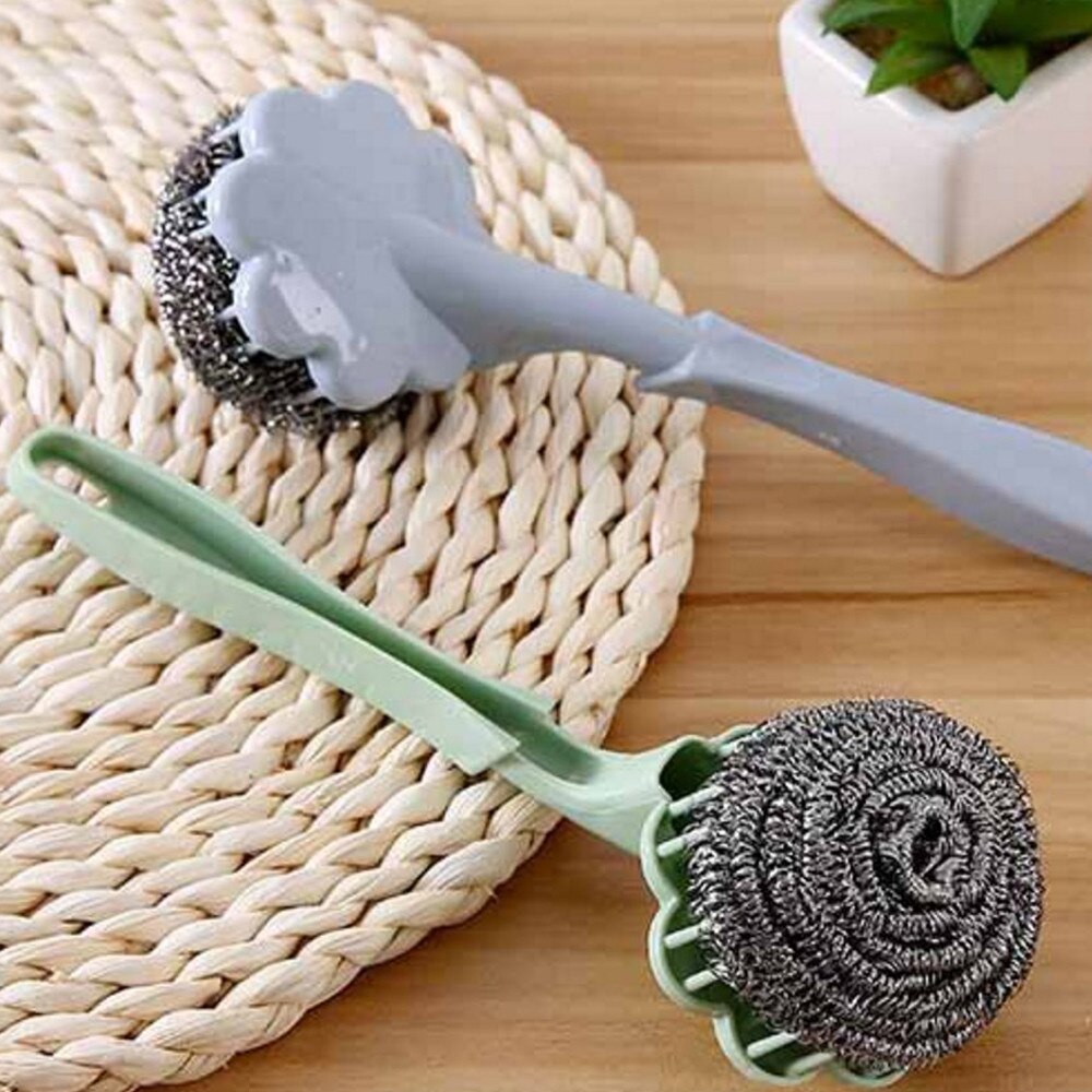 Praktische Keuken Wassen Roestvrij Staaldraad Bal Pot Pan Thuis Schotel Wassen Borstels Handvat Scrubbers Schoonmaken Bal Borstel