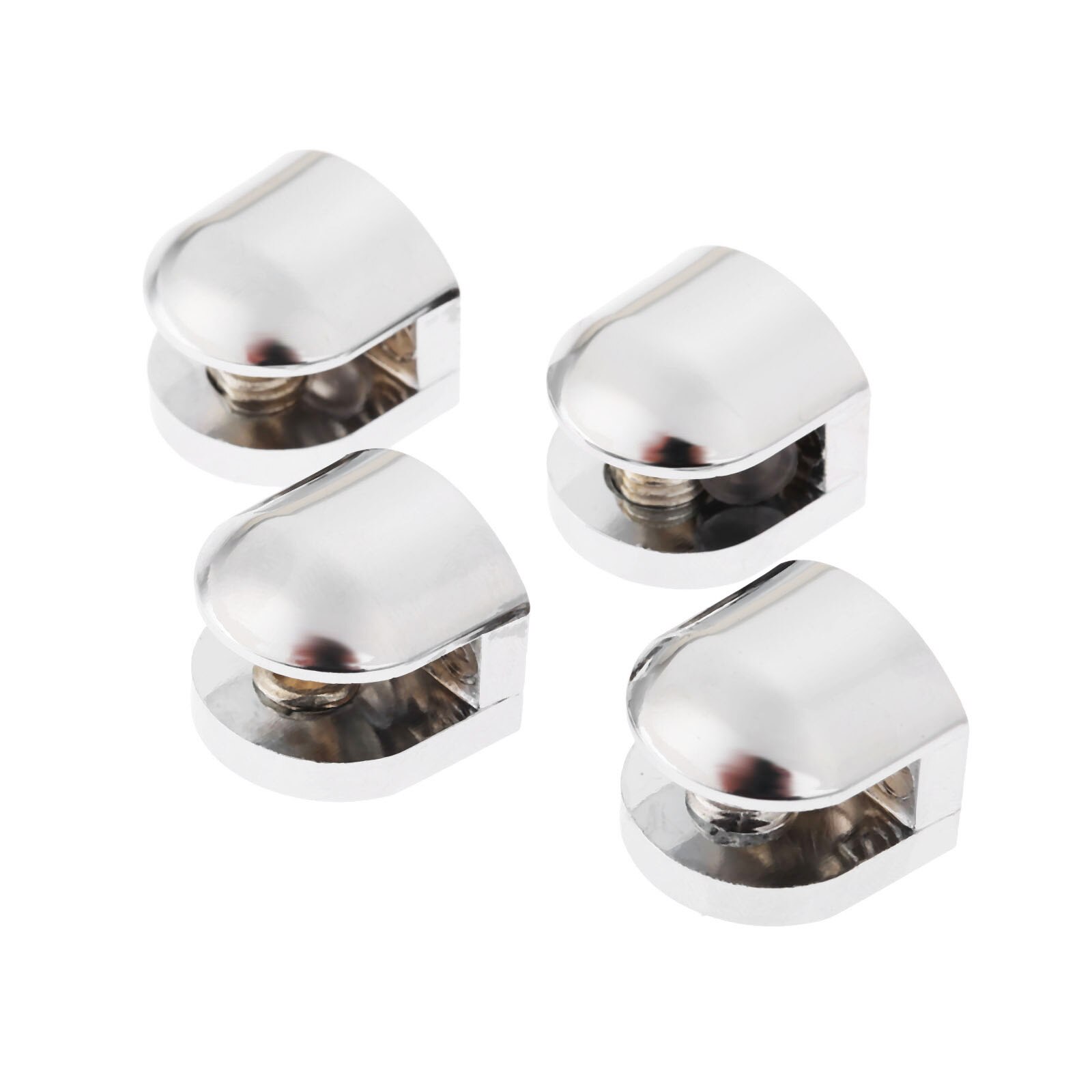 4 st/set utrymme glasklämmor justerbara väggmonterade glashylla klämfäste 5-6mm glastjocklek hållare 20mm x12mm x19mm