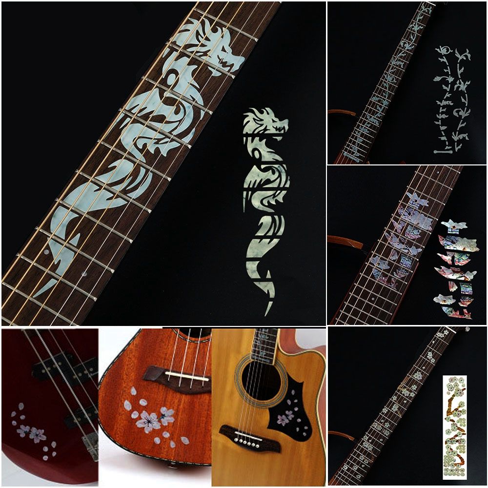 Instrument Decoraties Elektrische Gitaar Onderdelen Ultra Dunne Stickers Cross Inlay Stickers Toets Sticker Guitarra Accessoires