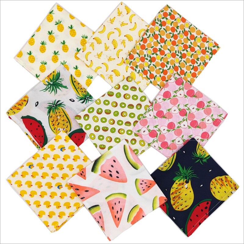 1Pc Bibs Cloth Pet Bandanas Dog Cat Neckerchief Cartoon Fruit Duckling Adjustable Cotton Saliva Triangle Scarf Summer