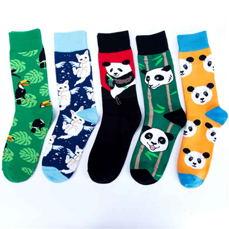 Crew Cool Cat Panda Bamboe Dier Premium Mannen Vrouwen Crazy Sokken Gelukkig Korte Mannelijke Katoen Pop Crazy Vrouwelijke Winter Warm sokken