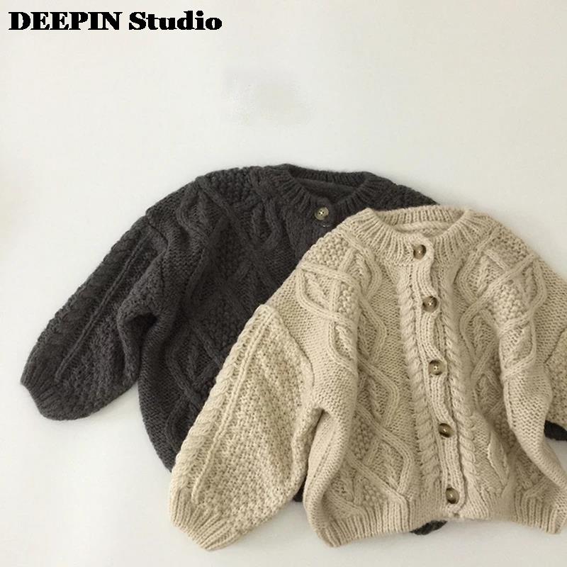DEEPIN Studio 2022 primavera nuovi vestiti per bambini maglione monopetto in cotone maglione corto Cardigan per ragazze e ragazzi 1-7T