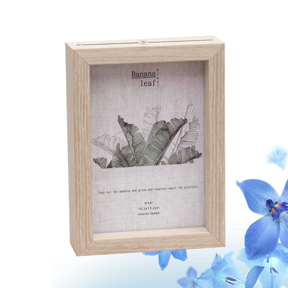 6 Inches Plant Dried Flower Leaves Specimen Box Double Sided Glass Photo Frame Wooden Table Decoration with Original Ph