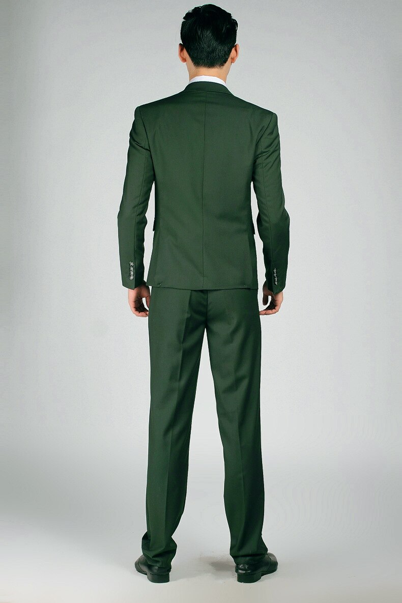 Traje para hombre de color verde oscuro, traje informal ajustado para jóvenes, traje de boda para novio, dos piezas,
