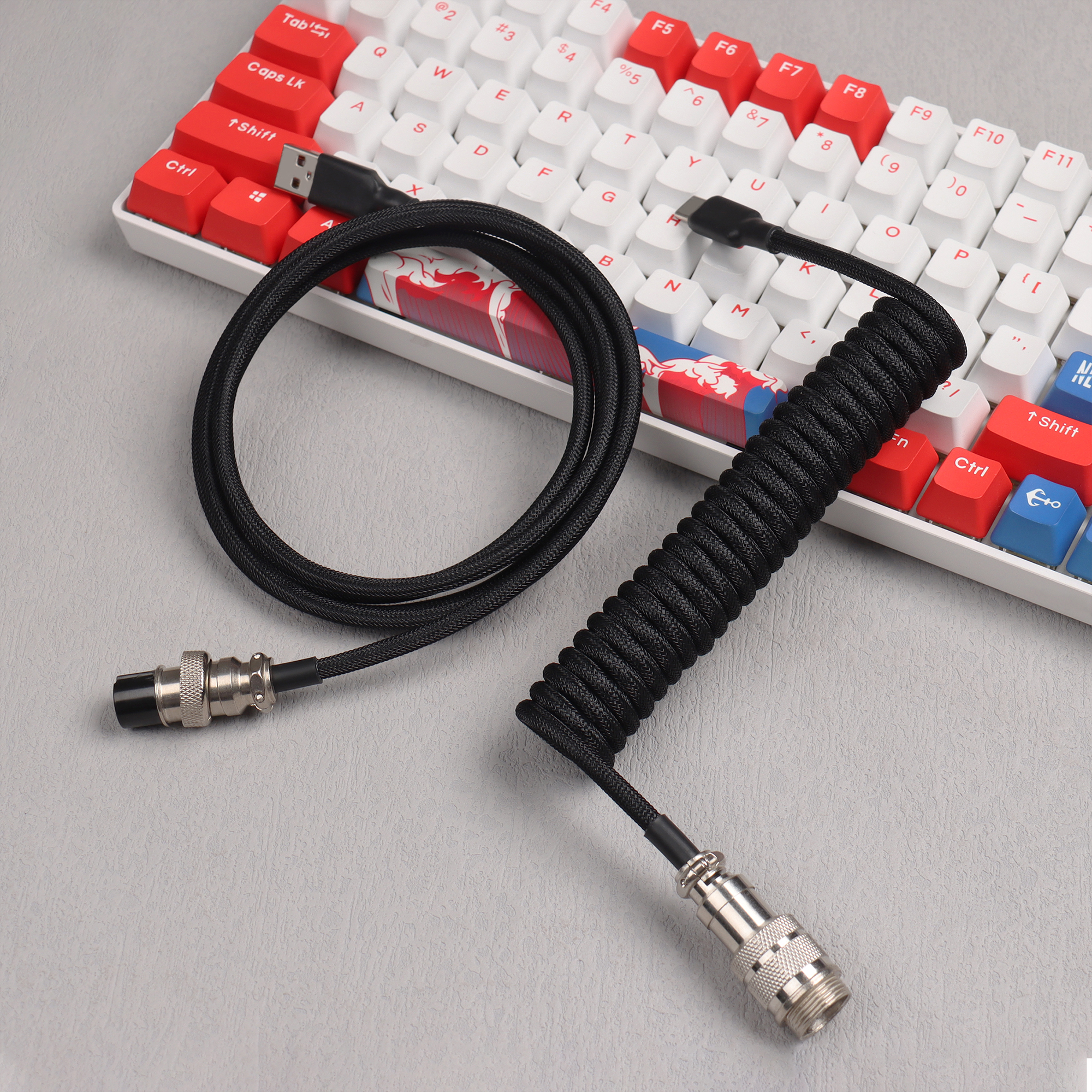 Conector de aviador de Metal LANO, 8 colores, GX16 USB a teclado Tpye C, Cable en espiral, accesorios de escritorio para PC, conector para accesorios de Pc