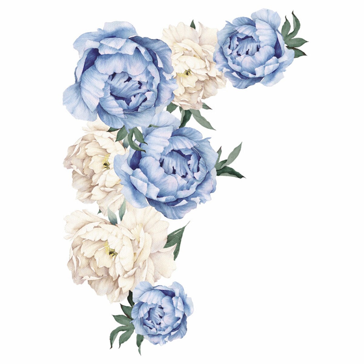 Autocollant mural pour pépinière en Rose de pivoine, autocollant décoratif pour chambre d'enfant, décoration pour la maison, amovible et étanche: D1-2PC