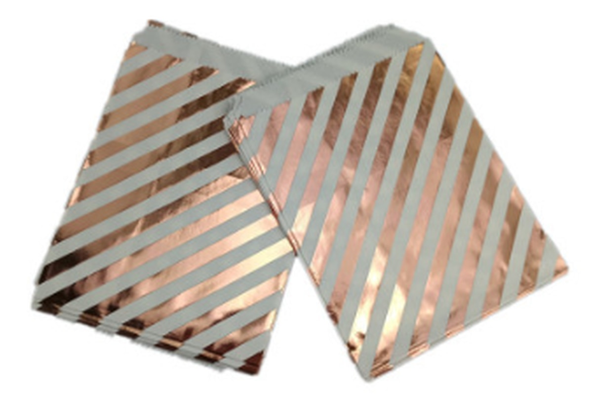 25 Pcs/pack 18cm Bags Paper Pouch Rose Gold Paper Food Safe Bags Birthday Wedding Party Favors Bags Packing for Guests