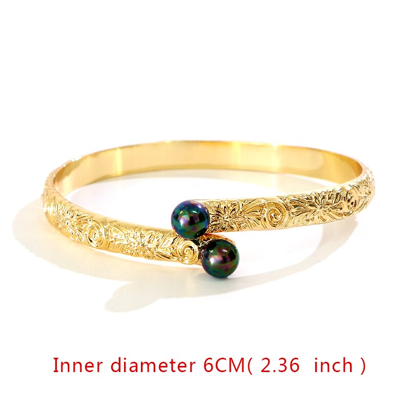 Say Hello 6-7-8-9 CM Polynesian Hawaiian Samoa Marshall Style Pearls Men Woman Gold Tone Bracelets Bangles GJZ3448: Diameter 6CM GJZ3446