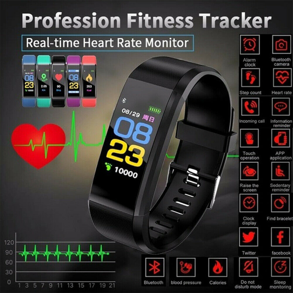 115 plus smart ur bluetooth sport ure sundhed smart armbånd puls fitness skridttæller armbånd vandtæt mænds ur