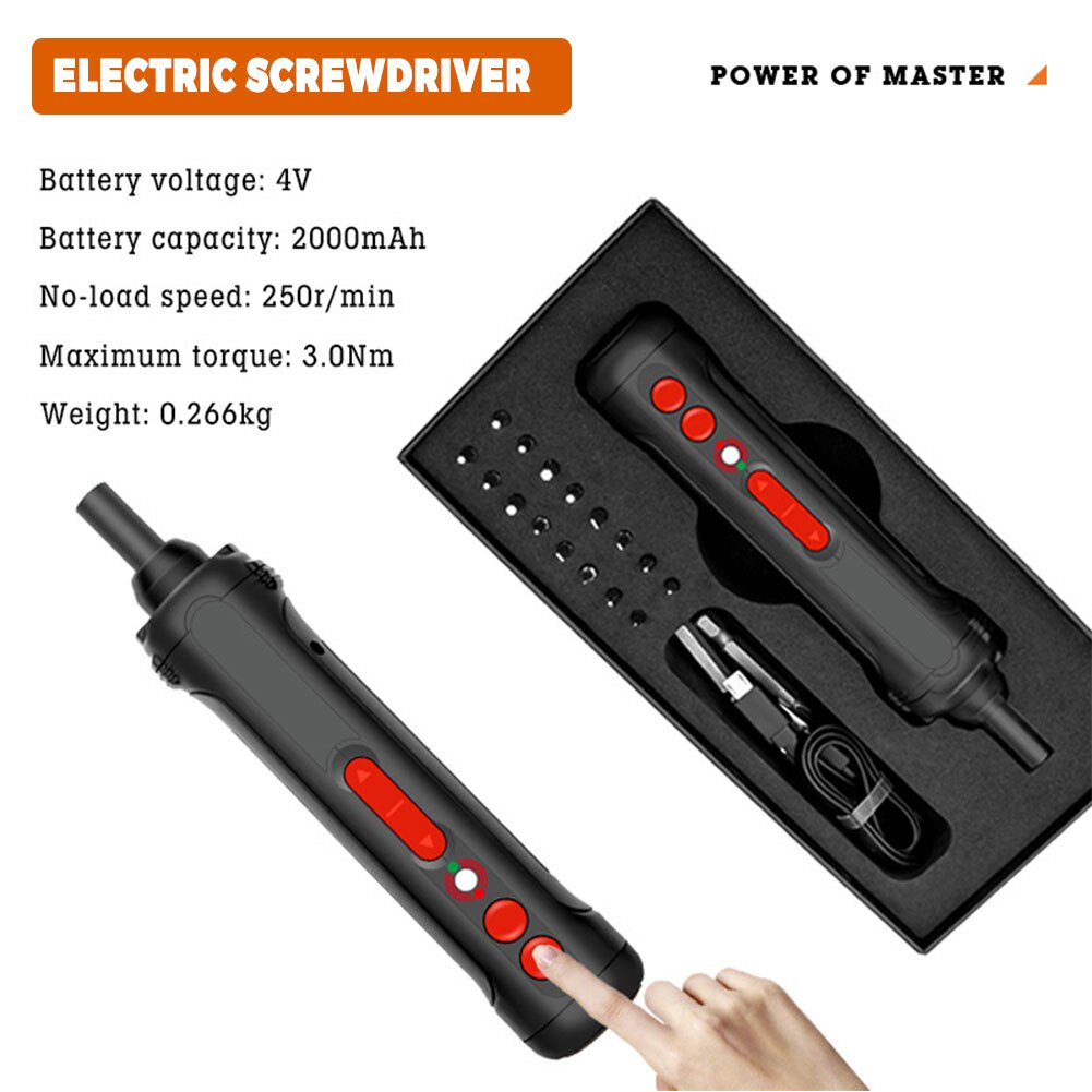 Elektrische Schroevendraaier Led Licht 2000Mah Batterij Usb Oplaadbare Schroevendraaier Schroevendraaier Boor Schroef Driver Diy Tool Reparatie Set