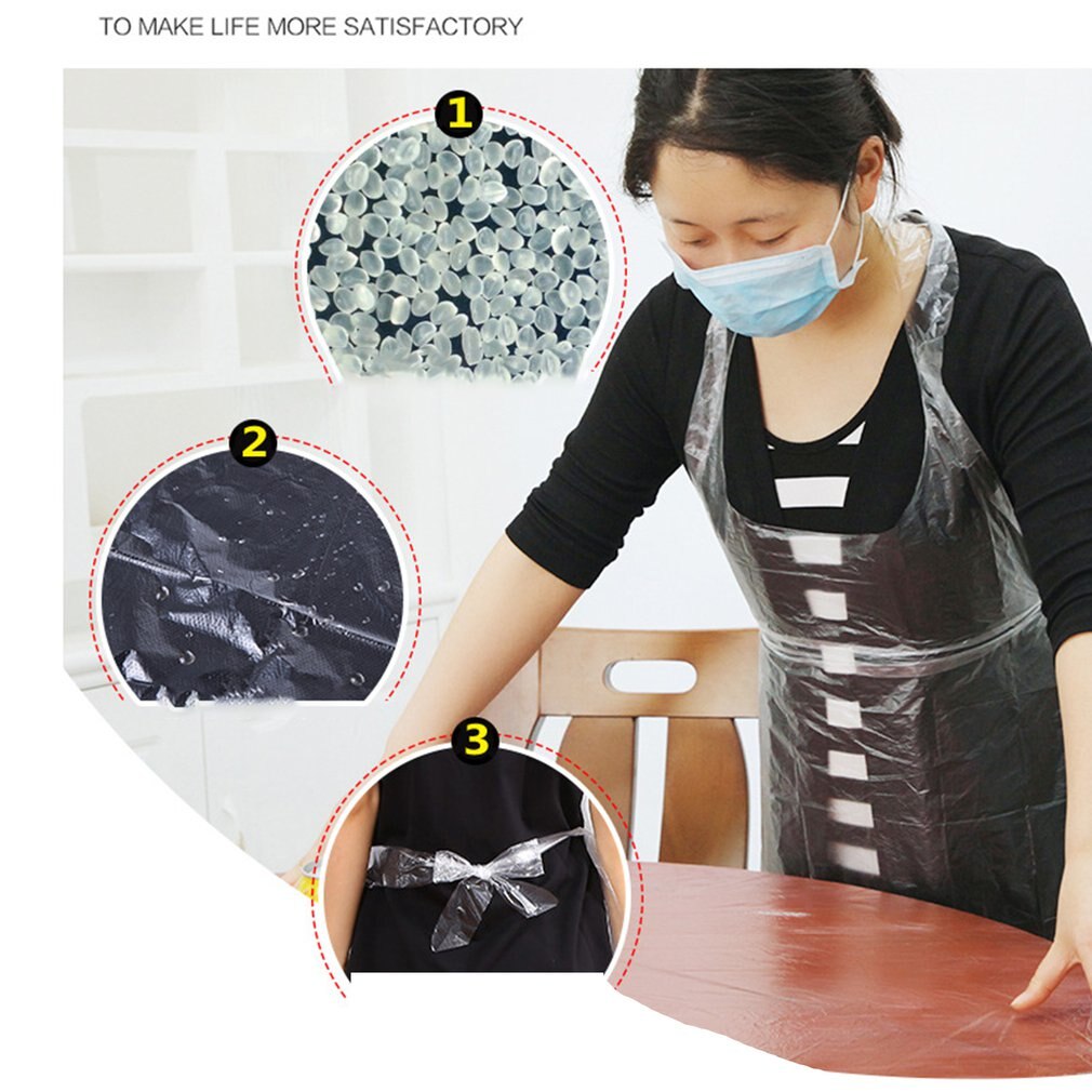 1 set wegwerp plastic schorten waterdicht en oliebestendig schort fondue kreeft diner maaltijd schilderen schort