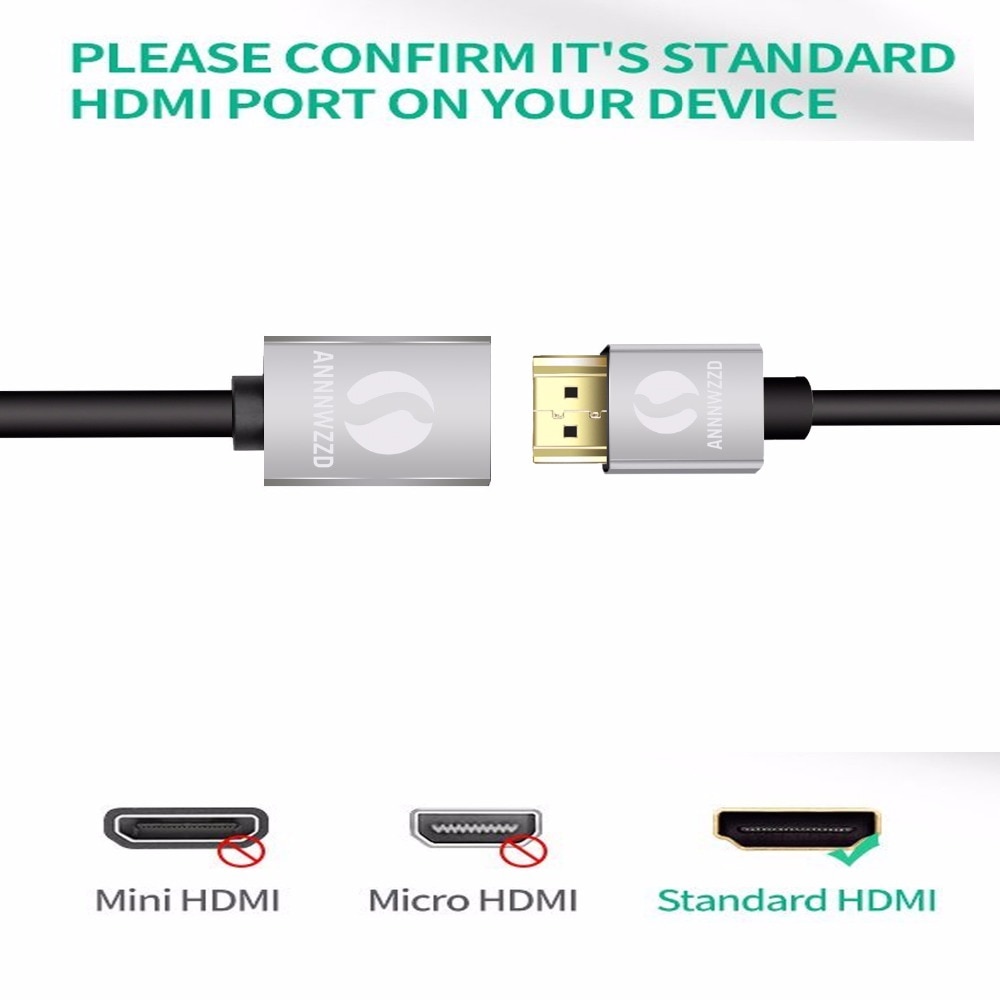 ANNNWZZD 0.5m 1m 1.5M 2m Gold HDMI Extension Cable Lead High Speed with Ethernet Extender HDMI Male to Female