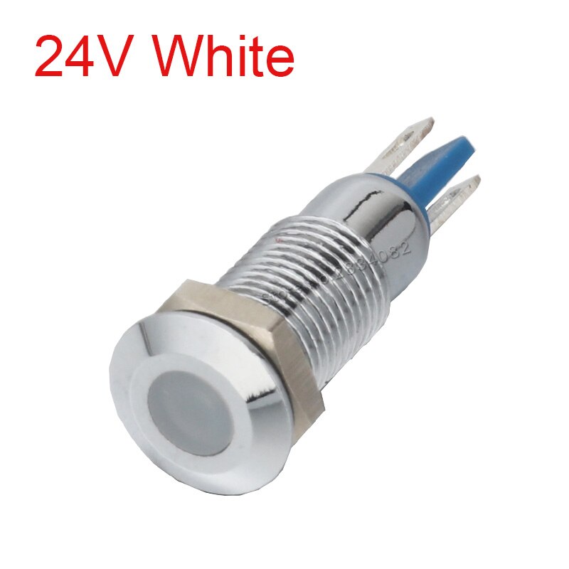 8mm indicator light LED signal lamp metal 12V 24V 220V red yellow green white 2 pin colorful S8-D light: White 24V