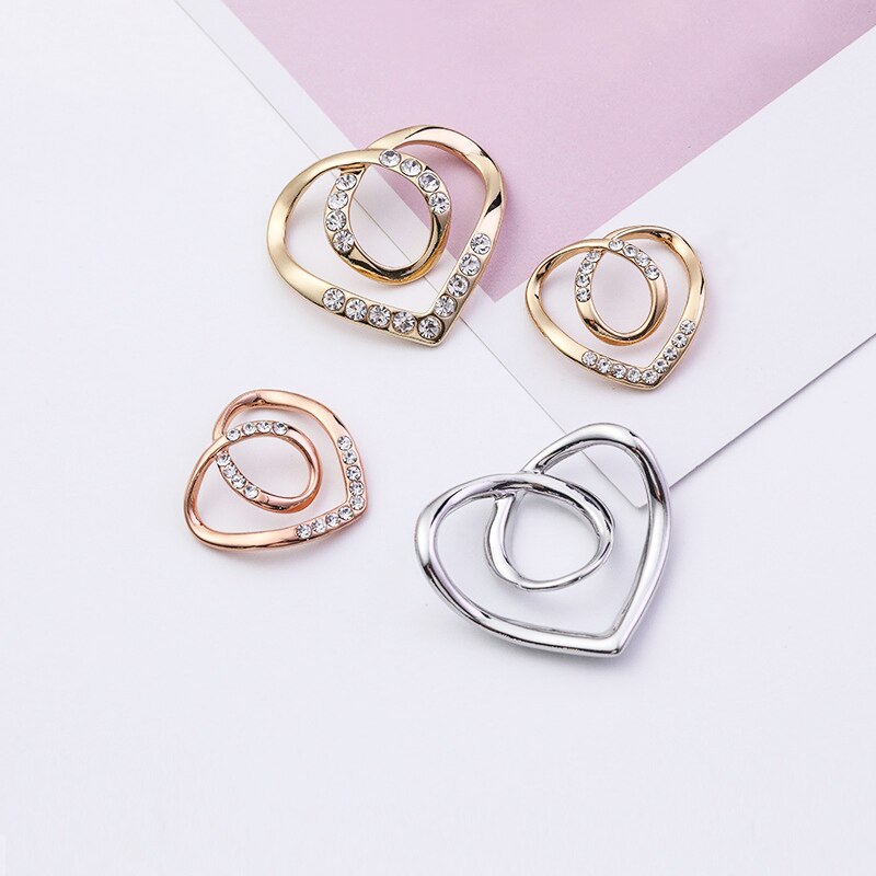 Hart Sjaal Broches Kristal Zijden Sjaal Gesp Broche Vrouwen Sjaal Ring Clip Sjaals Fastener Zoom Geknoopt Knop Accessoires