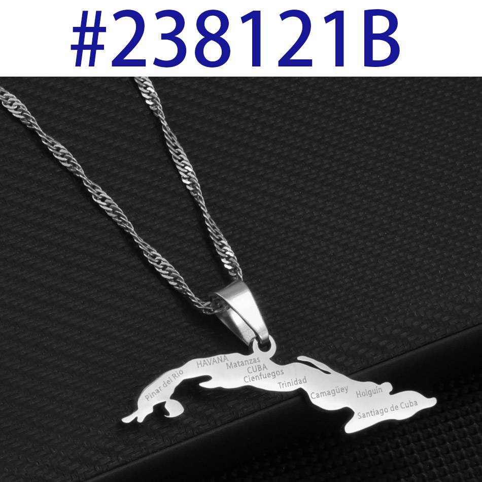 Anniyo cuba kaart met steden kettingen dames, kaart van cuba bedel hanger cubaanse sieraden  #238121: 45cm / Goudkleurig