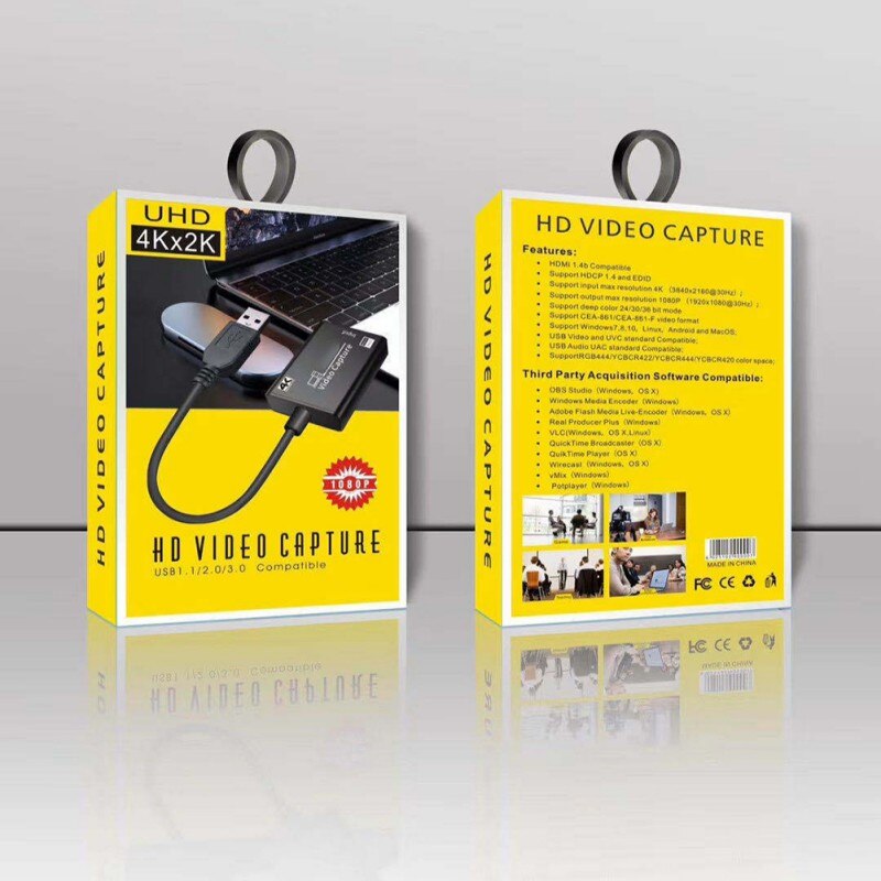 Video Capture Card Capture Card Free Drive USB Recording Box Game Broadcaster HD 4K*2K