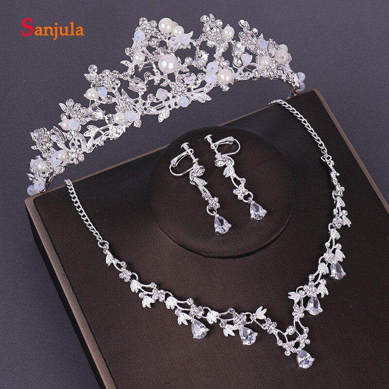 Crystal Bridal Sieraden Sets Parels Bruiloft Kronen En Tiara Vrouwen Oorbel En Ketting Set Vrouwen Accessoires T127: Jewelry Set 5