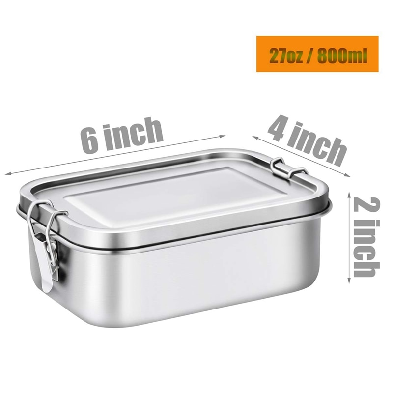 Rvs Lunchbox 800Ml Bento Box Voedsel Container Lunchbox Camping Benodigdheden Voedsel Doos Lunchbox Voor Kinderen Of volwassenen