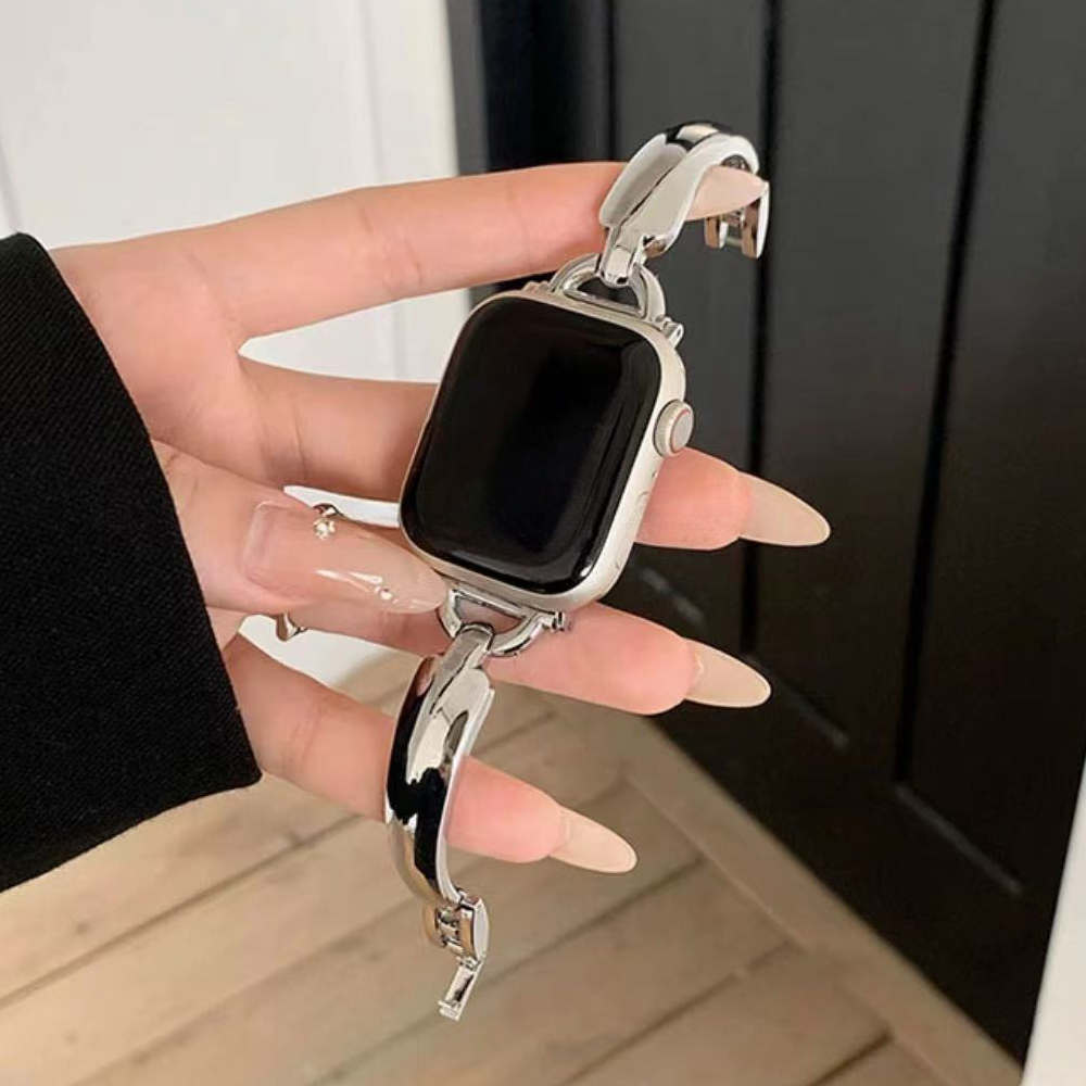 Starlight-armband för apple watch ultra 10 9 8 7 6 se 5 metallarmband för iwatch series 46mm 41 49mm 40 38 42mm 44 45 damarmband: Xl / Silver-