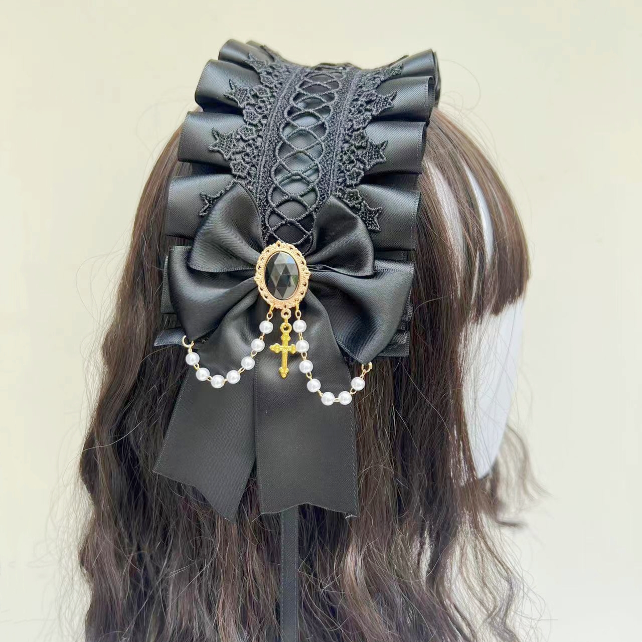 Tocado gótico de Lolita para sirvienta, accesorios para el cabello versátiles hechos a mano de encaje, diademas bonitas para Cosplay, horquilla dulce