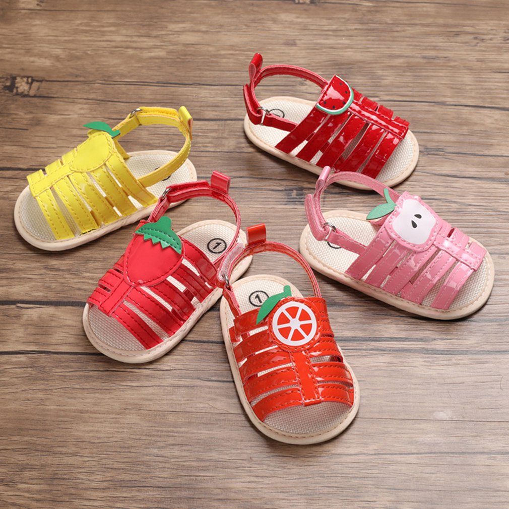 1 Pair Summer 0-1 Year Old Baby Toddler Shoes Fruit Cartoon Baby Shoes Ray Air Breathable Sandals Toddler Shoes