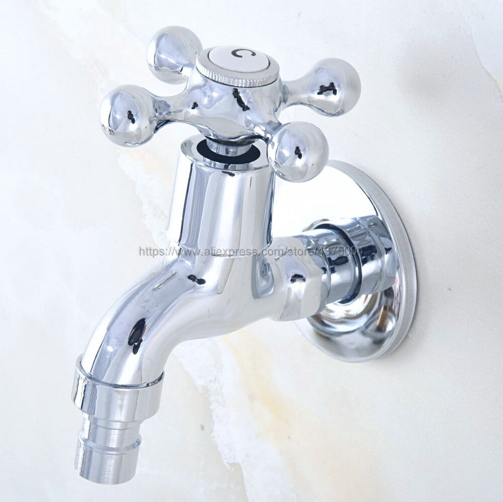 Gepolijst Chroom Enkele Koude Kraan/Wasmachine Kraan Wall Mounted Bibcock Aanrecht Badkamer Wastafel Koud Tap Nav154