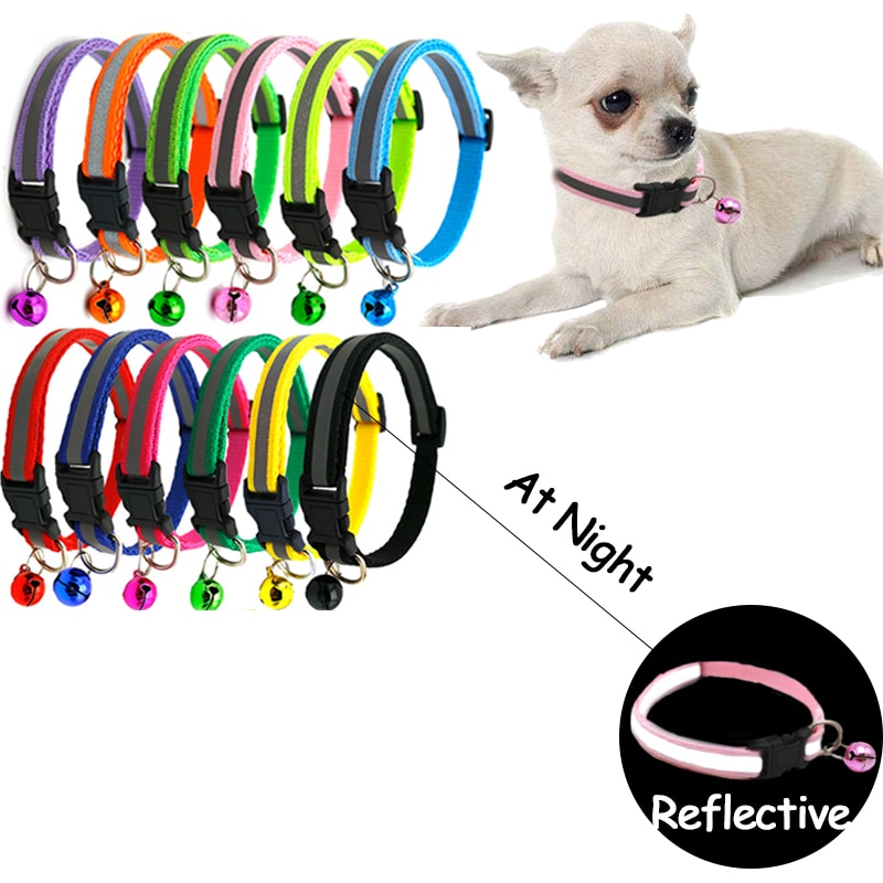 Collier pour chien chat en Nylon sangle cloche collier réfléchissant collier réglable chien chiot collier Pet chat accessoires de laisse en toute sécurité