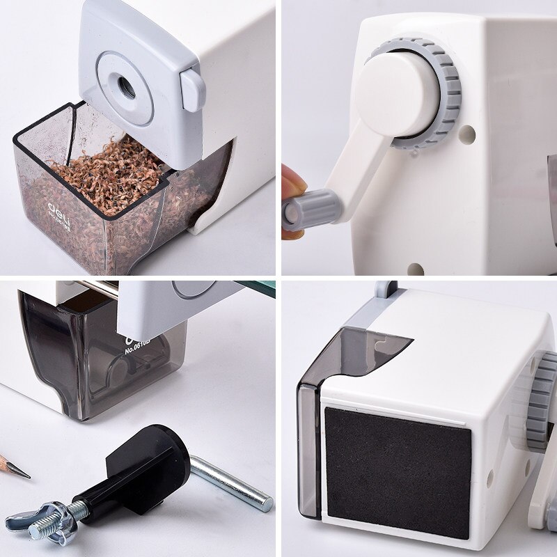 DELI Hand-cranked Pencil Sharpener Manual Rotary Pencil Knife Kids Hand Crank Pencil Cutter 0610B/0668 School Office Supplies