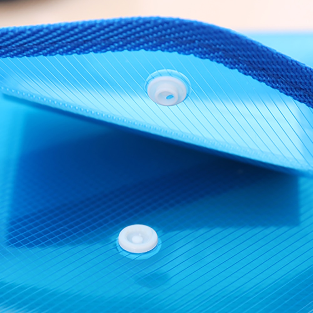 A4 Transparent Lightweight File Bag Portable Waterproof Folder Document Holder Large Capacity Button Storage School Test Paper