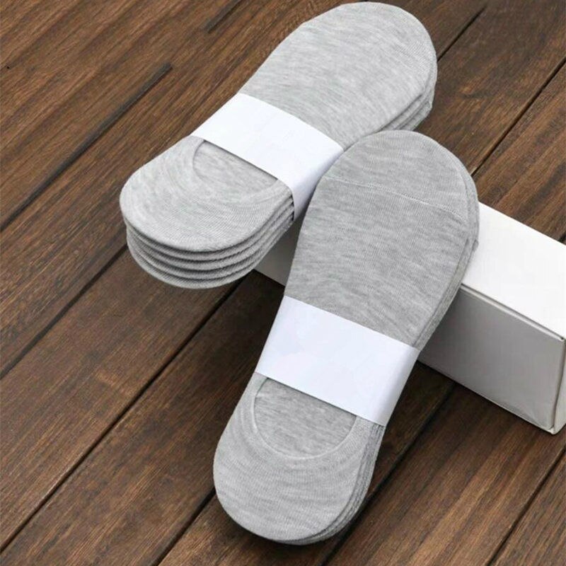 5 Pairs/Multiple Batches of Cotton Invisible Men&#39;s Boat Socks Summer and Autumn Non-Slip Silicone Slippers Short Nakedmen&#39;Ssocks