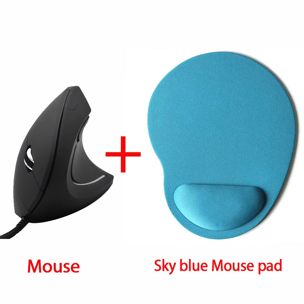 Ergonomic Vertical Mouse USB Plug Wired Right Hand Computer Gaming Mice 1.8m linelength Optical Mouse Gamer Mouse For Laptop PC: Mouse Skyblue pad