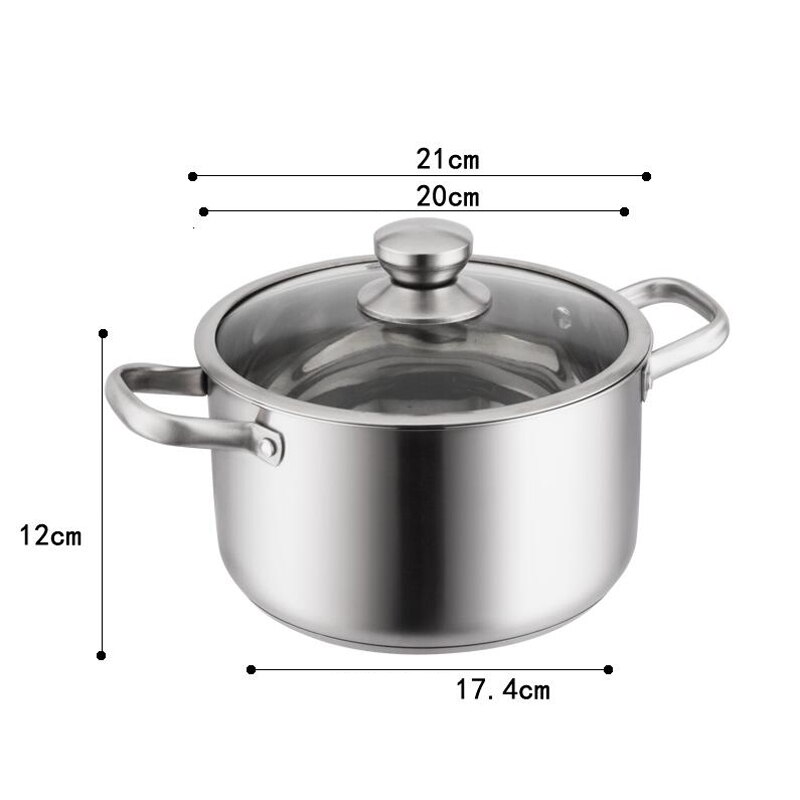 Roestvrijstalen soep dubbele boiler kookgereedschap keuken pan voorraadpotten kookgerei thuis inductiekookplaat pot stoofpot  tg138: 20 cm