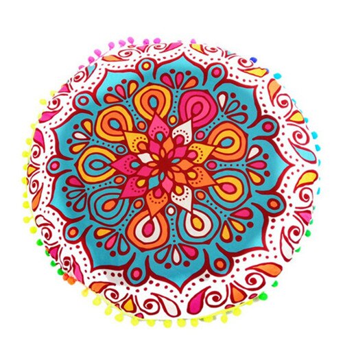 Chique ronde indiase mandala-patroon kussensloop bohemian kussens magische kleurrijke stijl kussensloop: Multi