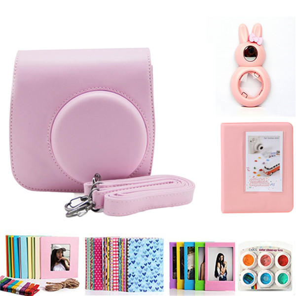 Accessories Kit for Fujifilm Instax Mini 8/8+/8s/9 w/Camera Case/Strap/Selfie Mirror/Filter/Album/Corner Sticker/Sticker/Pen etc: Ivory