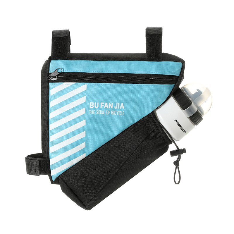 Bicycle riding bag Bicycle Bag Letter Print Triangle Storage Bag Multipurpose Saddle Bag for Bicycles with zipper bottle holder: Blue