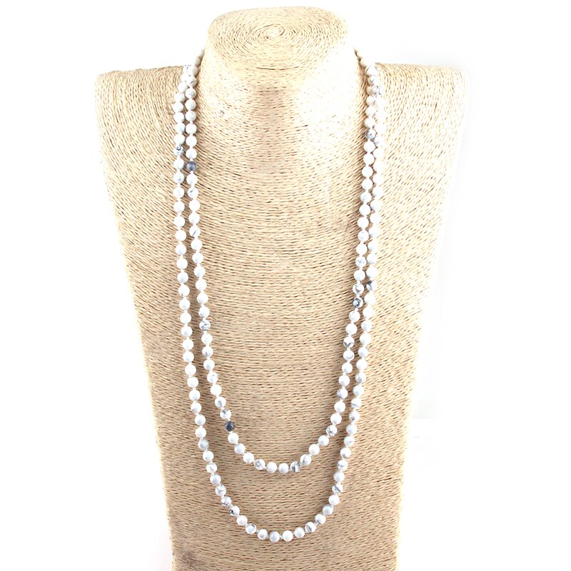 Collares anudados de 150cm de largo, cuentas de piedras semipreciosas de 6mm, a la ,