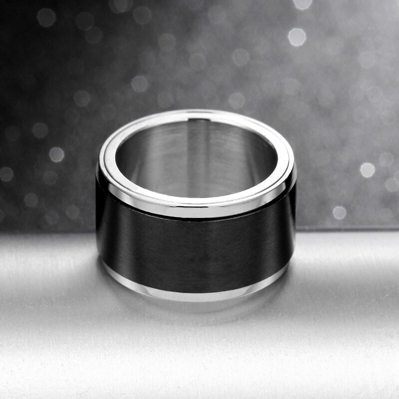 Anillo giratorio de acero inoxidable para hombre y mujer, sortija antiestrés de 12mm,