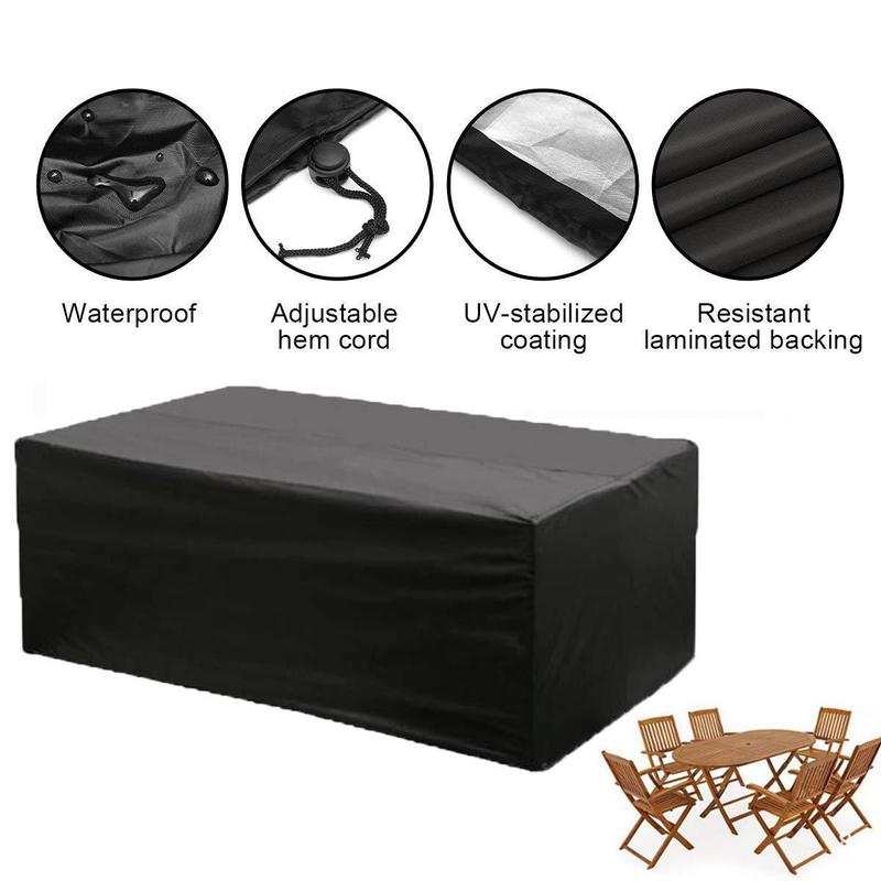 Outdoor Garden Furniture Rain Cover Waterproof Oxford Wicker Sofa Protection Set Garden Patio Rain Snow Dustproof Black Covers