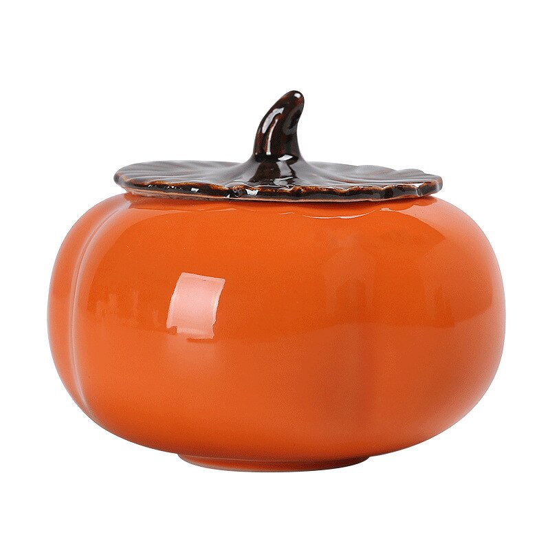Kiln Sealed Moisture-proof Ceramic Tea Caddy Pure Color Pu'er Tea Black Tea Green Tea Storage Tank Persimmon Tea Caddy