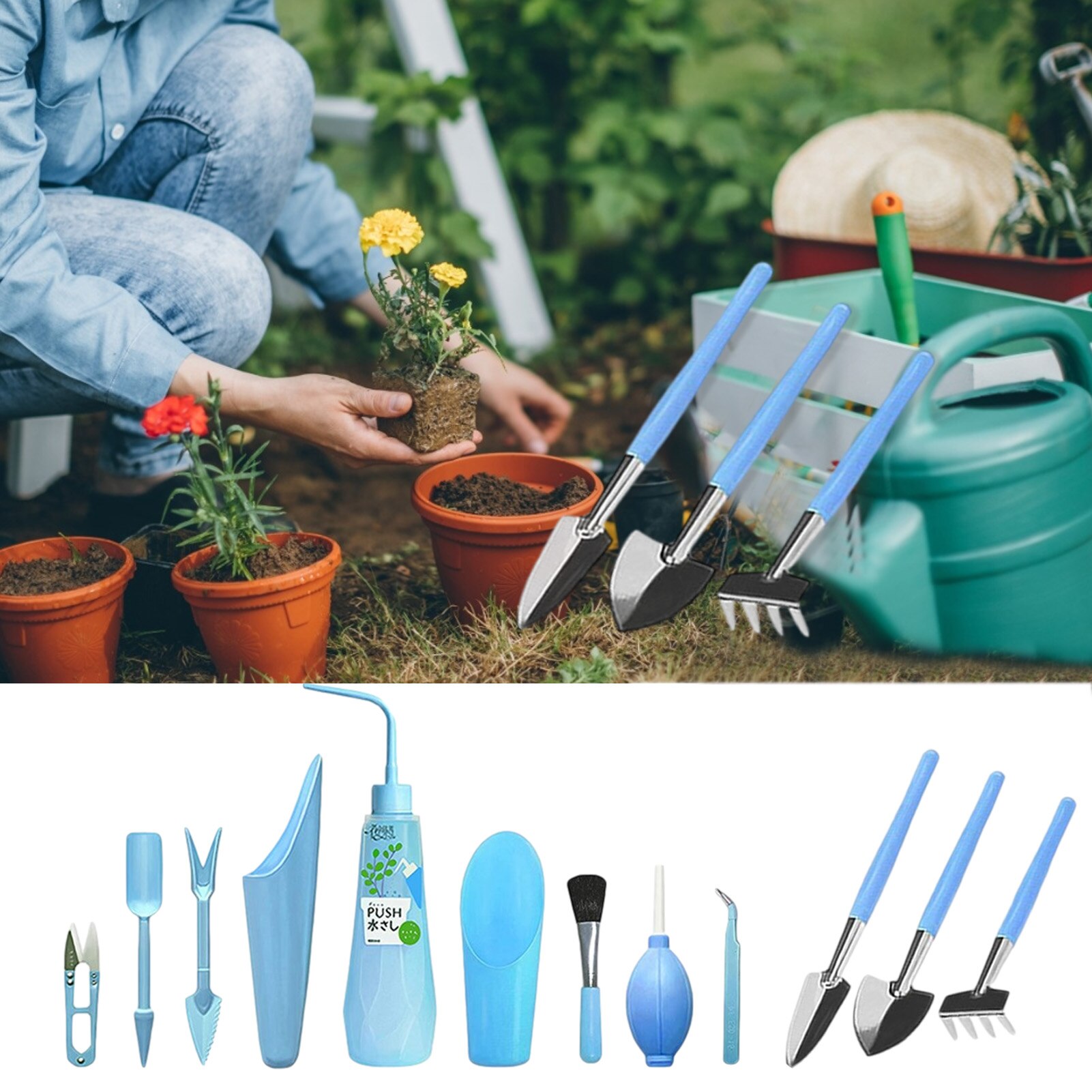 1Set Garden Planter Kit DIY Succulent Planting Tool Transplant Seedling Bonsai Filling Bucket Shovel Nursery Drilling Device