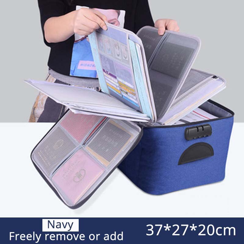 Large Capacity Document Storage Bag Box Waterproof Document Bag Organizer Papers Storage Pouch Travel File Bag: E1