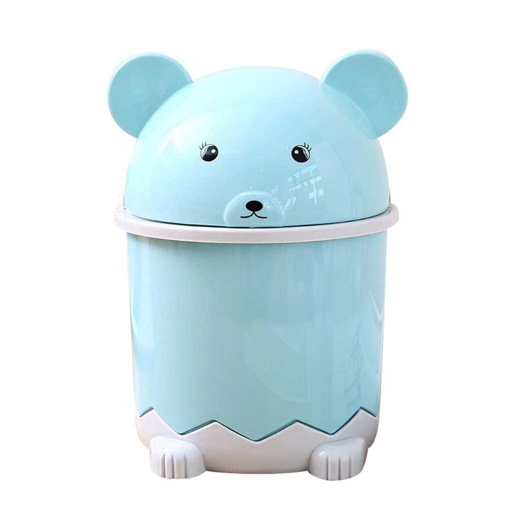 Mini Waste Bin Desktop Home Garbage Basket Table Trash Can Swing for Home Office Table Trash Can Small Waste Bin: Blue