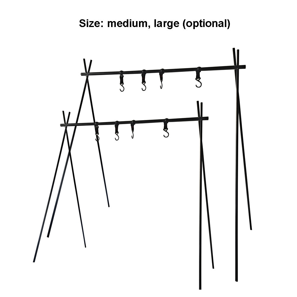 Utendørs kokekar hengende stativ trekantet grytepanne lampeholder arrangørstativ 8kg bærende, sammenleggbart stativ, campingutstyr
