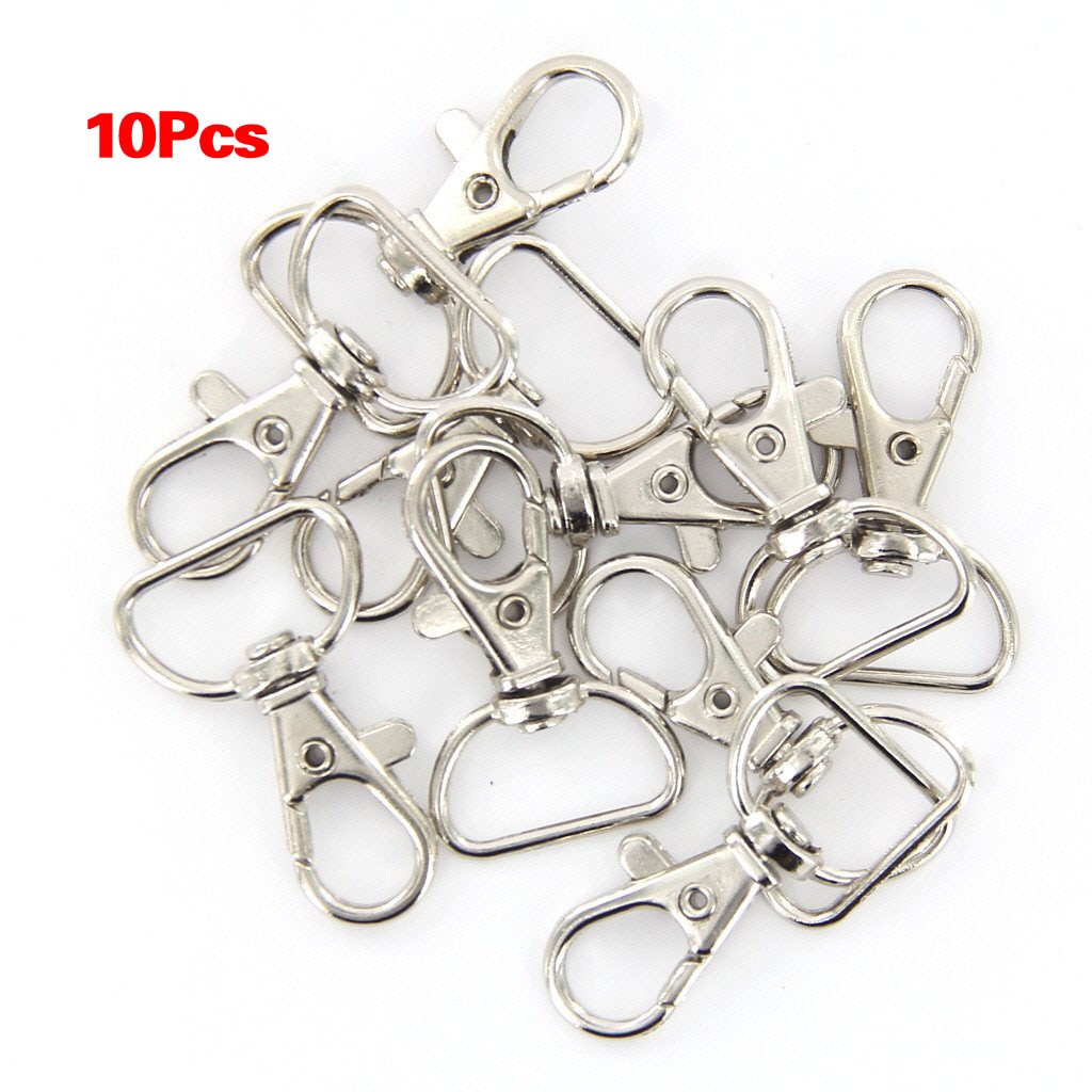 10pcs 23mm x 38mm silver color swivel carabiners