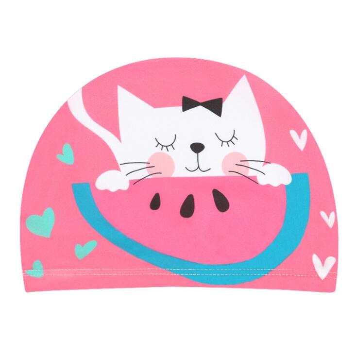 Children's Cute Cartoon Swimming Cap Ear Protection Elastic Loose Comfortable Ear Protection Swimming Cap Baby Calico Cap: Style 5