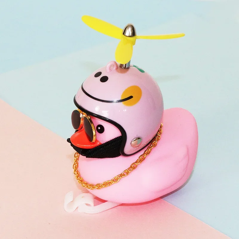 Timbre de bicicleta Daffy Pink Duck con casco, hélice, accesorios de goma para bicicleta, moto MTB, bocina de bicicleta para niños, luz de capitán de pato: Blanco